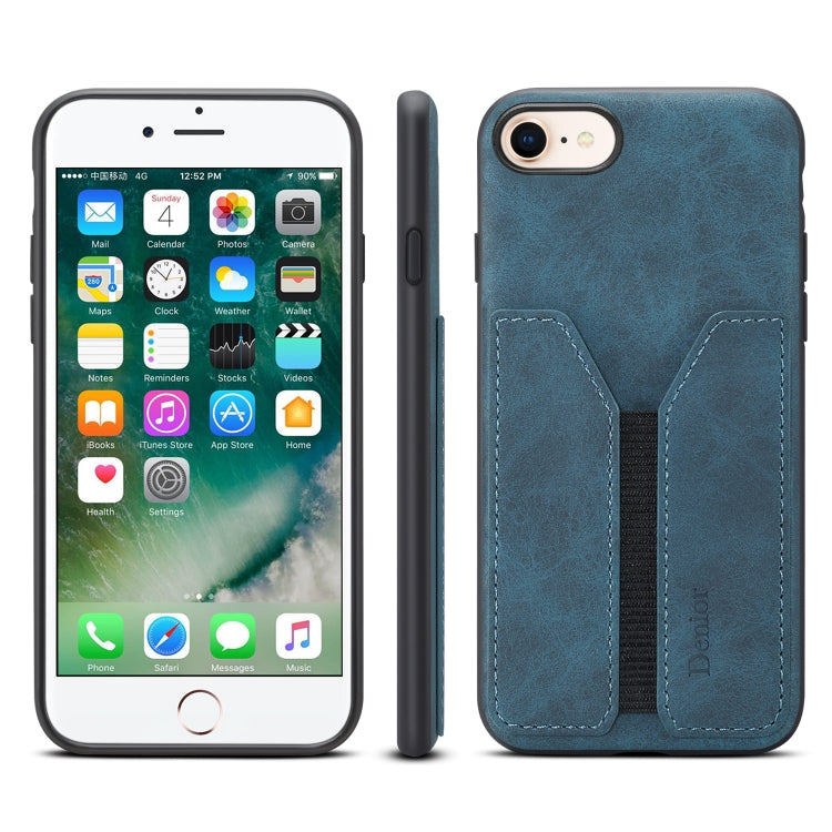 Denior DV Elastic Card PU Back Cover Phone Case – Shockproof, Card Slot, Leather, For iPhone 11 Pro, For iPhone 11 Pro Max, For iPhone X / XS, For iPhone XR, For iPhone XS Max, For iPhone SE 2022 / SE 2020 / 7 / 8 For iPhone SE 2022 SE 2020 7 8 Blue
