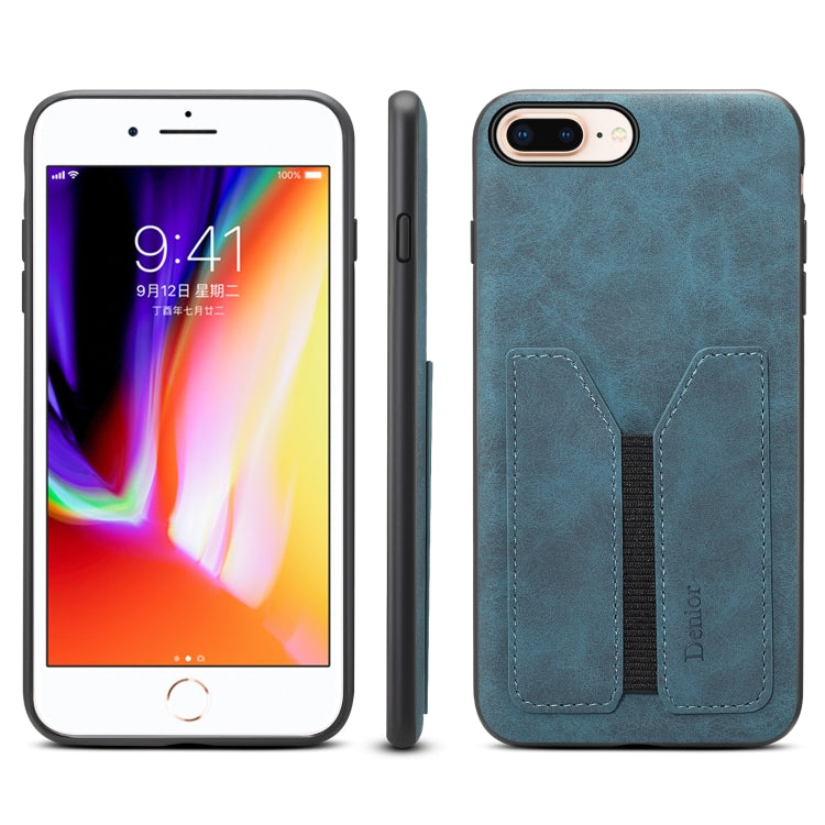 Denior DV Elastic Card PU Back Cover Phone Case, For iPhone 7 Plus / 8 Plus For iPhone 7 Plus 8 Plus Blue