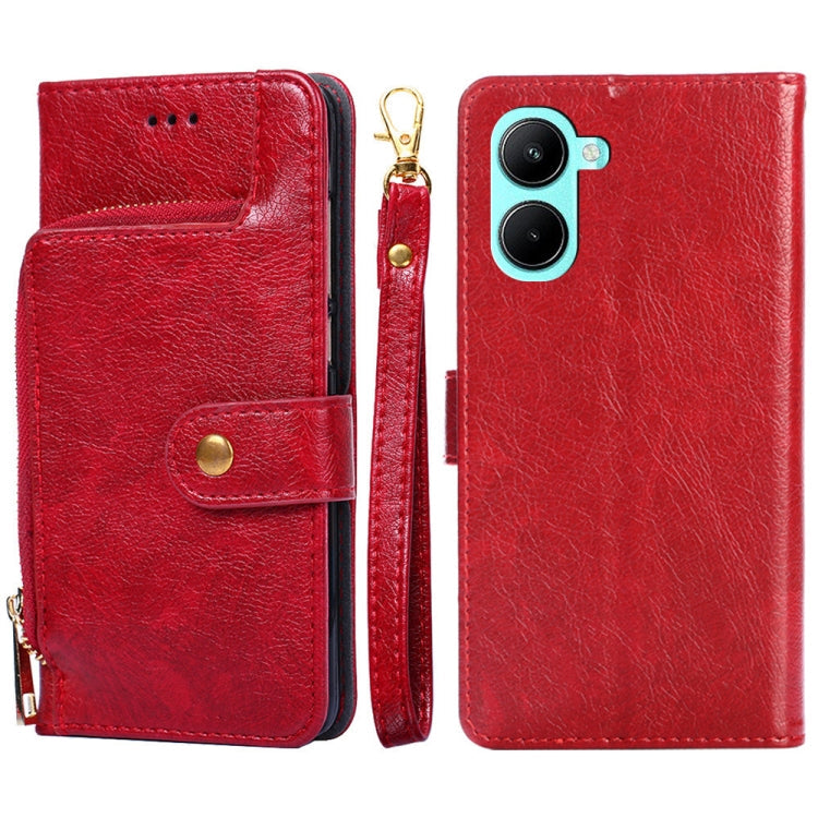 Zipper Bag Leather Phone Case – Lanyard, Card Slot, Leather, For Motorola Moto E32 India/E22s 4G Global, For OPPO A17, For OPPO K10x 5G, For Realme C33 4G, For vivo V25 5G/V25e 5G/X80 Lite, For vivo Y16 4G/Y02s 4G For Realme C33 4G Red