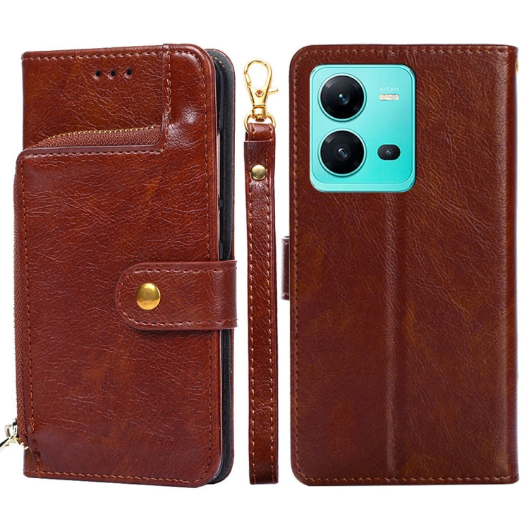 Zipper Bag Leather Phone Case – Lanyard, Card Slot, Leather, For Motorola Moto E32 India/E22s 4G Global, For OPPO A17, For OPPO K10x 5G, For Realme C33 4G, For vivo V25 5G/V25e 5G/X80 Lite, For vivo Y16 4G/Y02s 4G For vivo V25 5G V25e 5G X80 Lite Brown
