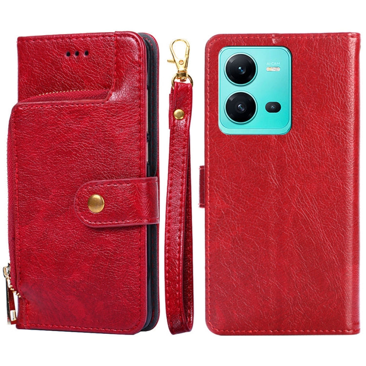 Zipper Bag Leather Phone Case – Lanyard, Card Slot, Leather, For Motorola Moto E32 India/E22s 4G Global, For OPPO A17, For OPPO K10x 5G, For Realme C33 4G, For vivo V25 5G/V25e 5G/X80 Lite, For vivo Y16 4G/Y02s 4G For vivo V25 5G V25e 5G X80 Lite Red