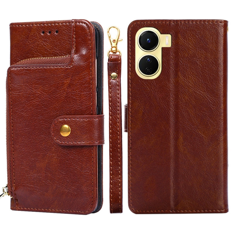 Zipper Bag Leather Phone Case – Lanyard, Card Slot, Leather, For Motorola Moto E32 India/E22s 4G Global, For OPPO A17, For OPPO K10x 5G, For Realme C33 4G, For vivo V25 5G/V25e 5G/X80 Lite, For vivo Y16 4G/Y02s 4G For vivo Y16 4G Y02s 4G Brown