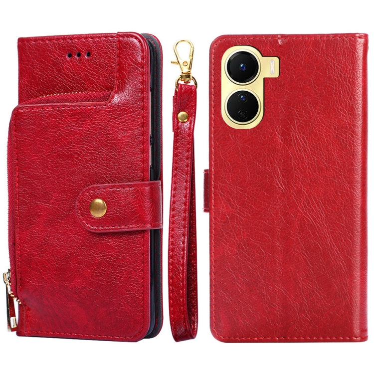 Zipper Bag Leather Phone Case – Lanyard, Card Slot, Leather, For Motorola Moto E32 India/E22s 4G Global, For OPPO A17, For OPPO K10x 5G, For Realme C33 4G, For vivo V25 5G/V25e 5G/X80 Lite, For vivo Y16 4G/Y02s 4G For vivo Y16 4G Y02s 4G Red