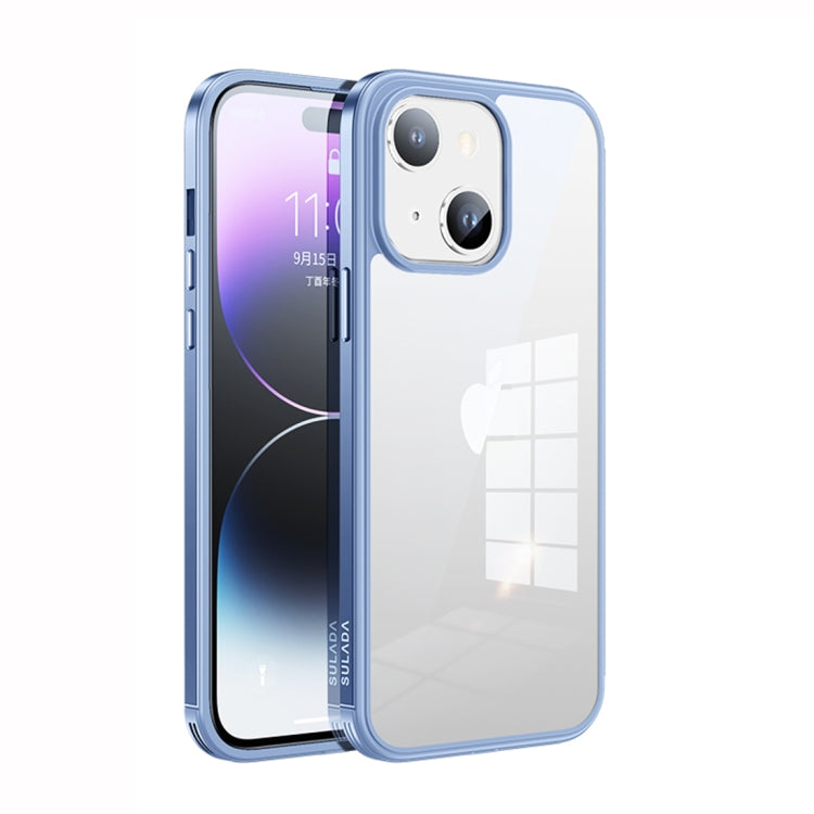SULADA Metal Frame + Nano Glass + TPU Phone Case, For iPhone 14, For iPhone 14 Plus, For iPhone 14 Pro For iPhone 14 Sierra Blue