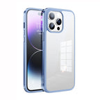 Metal Frame + Nano Glass + TPU Phone Case – TPU, For iPhone 14 Pro Max For iPhone 14 Pro Max Sierra Blue