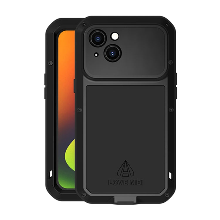 LOVE MEI Metal Shockproof Waterproof Dustproof Phone Case, For iPhone 14, For iPhone 14 Plus, For iPhone 14 Pro, For iPhone 14 Pro Max For iPhone 14 Black