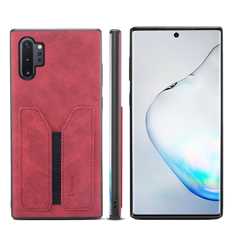 Denior DV Elastic Card PU Back Cover Phone Case – Shockproof, Card Slot, Leather, For Samsung Galaxy Note10+, For Samsung Galaxy S10+, For Samsung Galaxy S10 5G, For Samsung Galaxy Note9 For Samsung Galaxy Note10+ Red