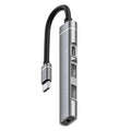 USB-C / Type-C to 3.5mm + 2USB + Type-C HUB Docking Station – Aluminum Alloy Grey