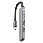 USB-C / Type-C to 3.5mm + 2USB + Type-C HUB Docking Station – Aluminum Alloy Grey