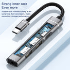 USB-C / Type-C to 3.5mm + 2USB + Type-C HUB Docking Station – Aluminum Alloy