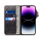 Denior Oil Wax Cowhide Magnetic Button Genuine Leather Case, For iPhone 14 Pro Max, For iPhone 14 Pro, For iPhone 14, For iPhone 14 Plus, For iPhone 13 Pro Max, For iPhone 13 Pro