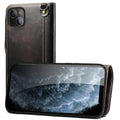 Denior Oil Wax Cowhide Magnetic Button Genuine Leather Case, For iPhone 13, For iPhone 13 mini, For iPhone 12 Pro Max, For iPhone 12 / 12 Pro, For iPhone 12 mini, For Samsung Galaxy S20 For iPhone 13 Black