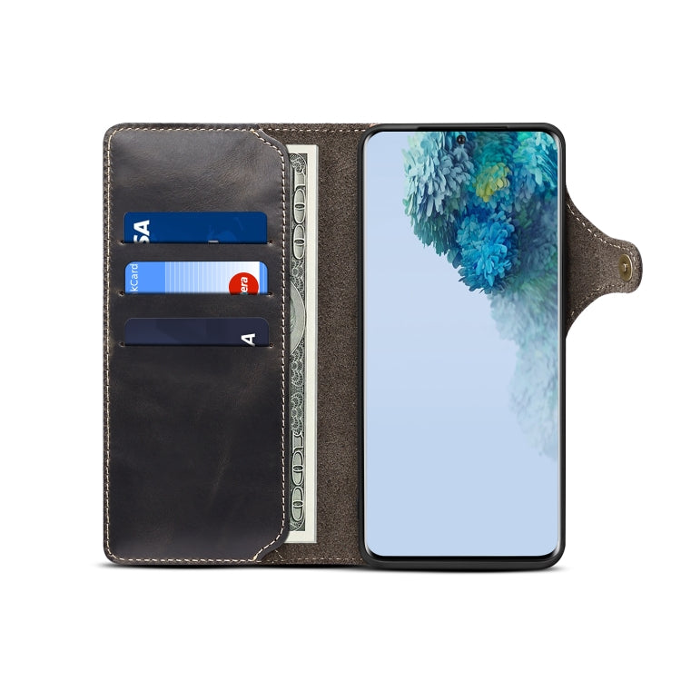 Denior Oil Wax Cowhide Magnetic Button Genuine Leather Case – Magnetic, Card Slot, Leather, For Samsung Galaxy S20+, For Samsung Galaxy S20 Ultra, For Samsung Galaxy Note20, For Samsung Galaxy Note20 Ultra, For Samsung Galaxy S21 5G