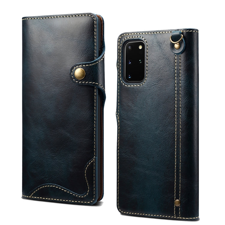 Denior Oil Wax Cowhide Magnetic Button Genuine Leather Case – Magnetic, Card Slot, Leather, For Samsung Galaxy S20+, For Samsung Galaxy S20 Ultra, For Samsung Galaxy Note20, For Samsung Galaxy Note20 Ultra, For Samsung Galaxy S21 5G For Samsung Galaxy S20 Ultra Dark Blue