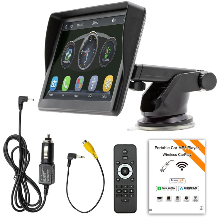 7 inch Wireless CarPlay Radio Multimedia Player 1080P IPS Touch Screen MP5 Radios Bluetooth Monitor, B600W – Bluetooth, TPU