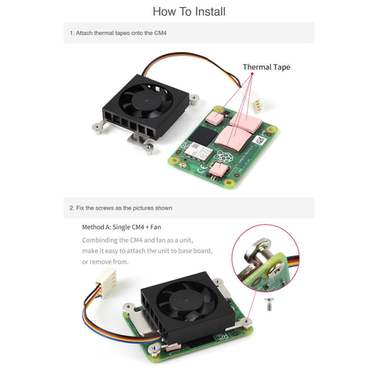 Waveshare Dedicated 3007 Cooling Fan for Raspberry Pi Compute Module 4 CM4, 5V, 12V – Durable Build, Easy to Use