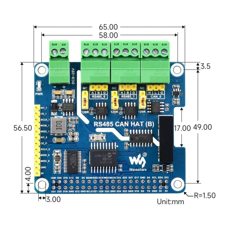 Waveshare Isolated RS485 CAN HAT For Raspberry Pi – TPU
