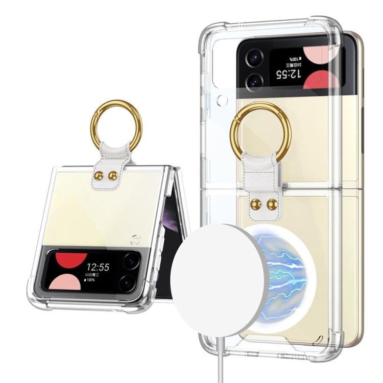 GKK MagSafe Airbag Shockproof Phone Case with Ring Holder, For Samsung Galaxy Z Flip3 5G For Samsung Galaxy Z Flip3 5G Transparent