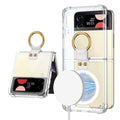 GKK MagSafe Airbag Shockproof Phone Case with Ring Holder, For Samsung Galaxy Z Flip3 5G For Samsung Galaxy Z Flip3 5G Transparent