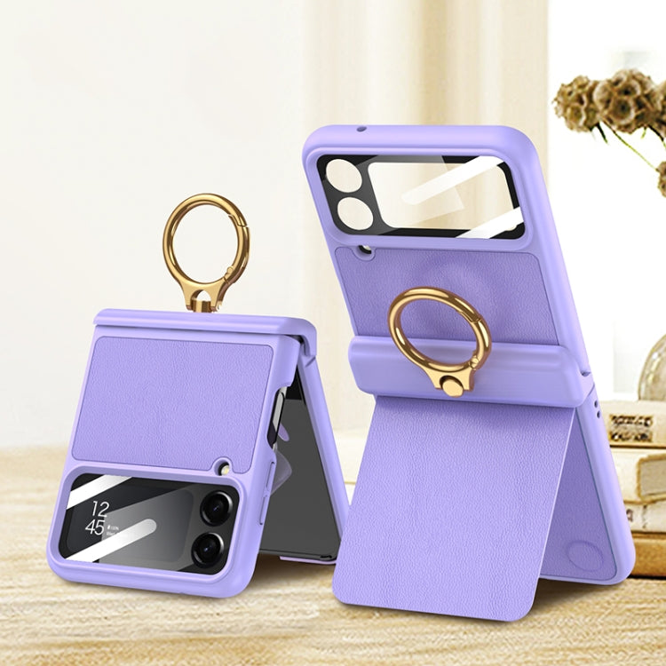 GKK Magnetic Fold Hinge Full Coverage Phone Case with Ring Holder – Ring Holder, Magnetic, For Samsung Galaxy Z Flip4 For Samsung Galaxy Z Flip4 Purple