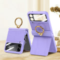 GKK Magnetic Fold Hinge Full Coverage Phone Case with Ring Holder – Ring Holder, Magnetic, For Samsung Galaxy Z Flip4 For Samsung Galaxy Z Flip4 Purple