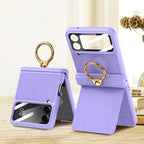 GKK Magnetic Fold Hinge Full Coverage Phone Case with Ring Holder – Ring Holder, Magnetic, For Samsung Galaxy Z Flip4 For Samsung Galaxy Z Flip4 Purple