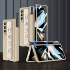 GKK Magnetic Fold Hinge Shockproof Phone Case with Wrist Strap, For Samsung Galaxy Z Fold4 For Samsung Galaxy Z Fold4 Gold