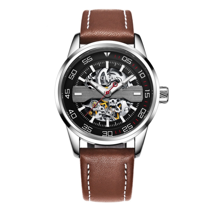 OCHSTIN 62002A Master Series Hollow Mechanical Men Watch Silver-Brown