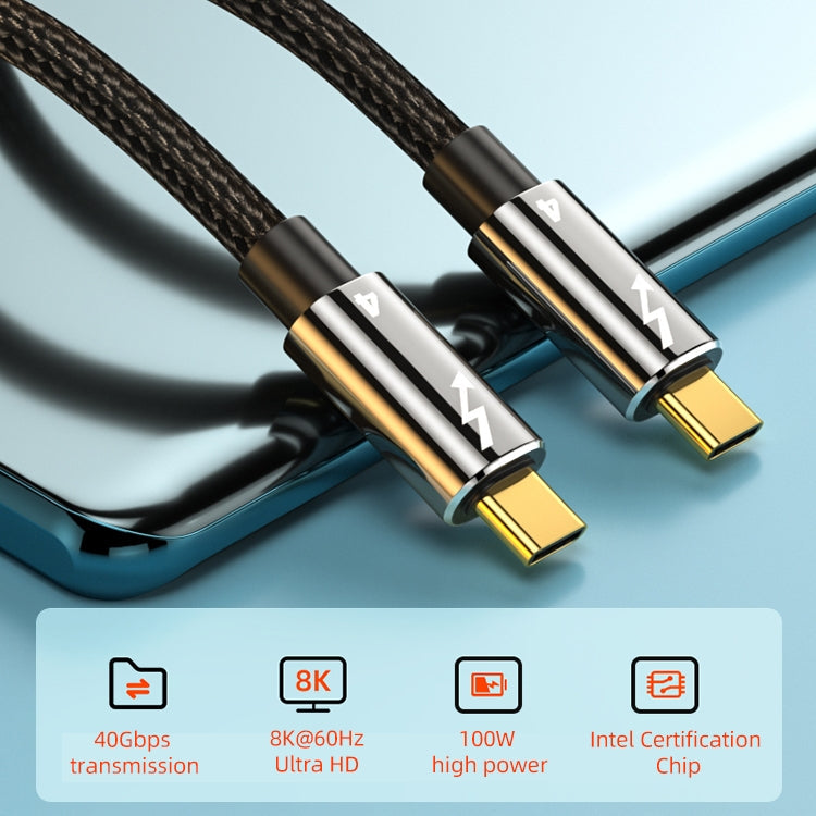 100W Type-C to Type-C Thunderbolt 4 Full-function Data Cable, 0.3m, 0.5m, 0.8m, 1m – Wear-resistant, Aluminum Alloy