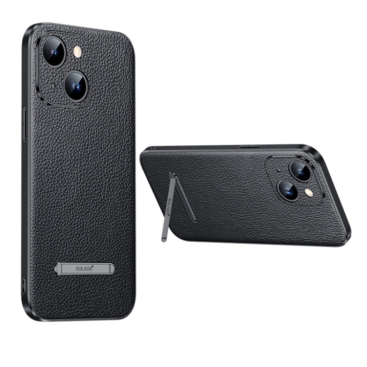 SULADA Famous Artisan Series Litchi Leather PC + TPU Phone Case, For iPhone 14, For iPhone 14 Plus, For iPhone 14 Pro, For iPhone 14 Pro Max For iPhone 14 Black