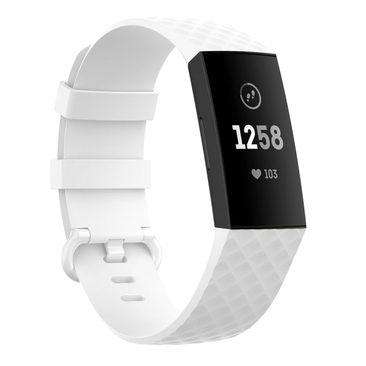 Silver Color Buckle TPU Wrist Strap Watch Band for Fitbit Charge 4 /... (Silver) #2 Size: S White