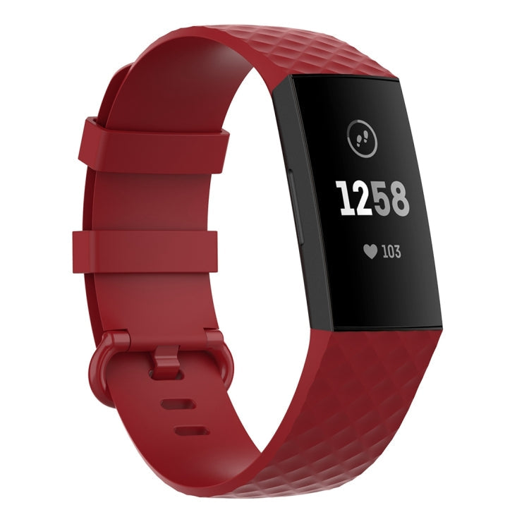 Silver Color Buckle TPU Wrist Strap Watch Band for Fitbit Charge 4 /... (Silver) #2 Size: S Red