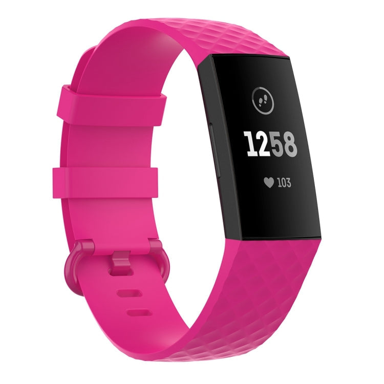 Silver Color Buckle TPU Wrist Strap Watch Band for Fitbit Charge 4 /... (Silver) #2 Size: S Rose Red