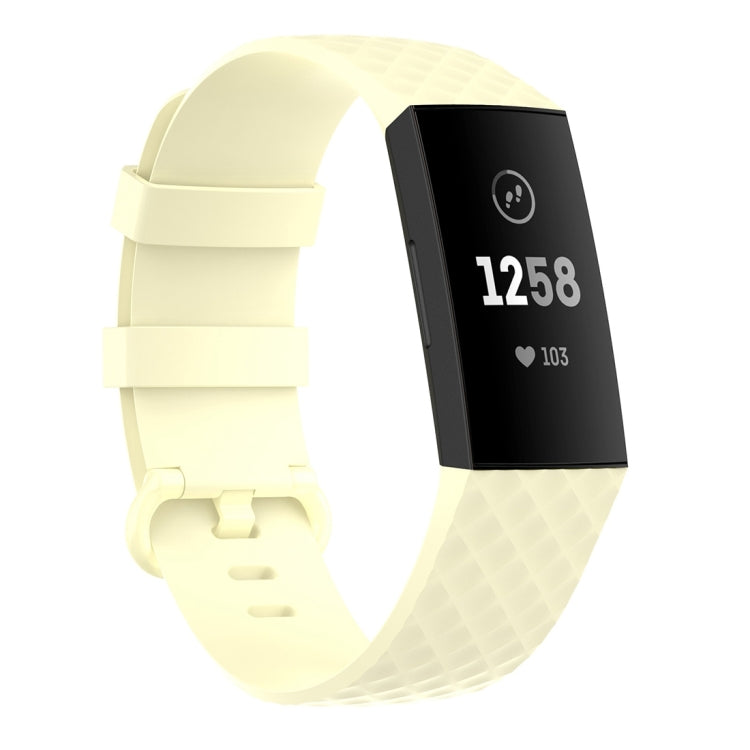 Silver Color Buckle TPU Wrist Strap Watch Band for Fitbit Charge 4 /... (Silver) #2 Size: S Light Yellow