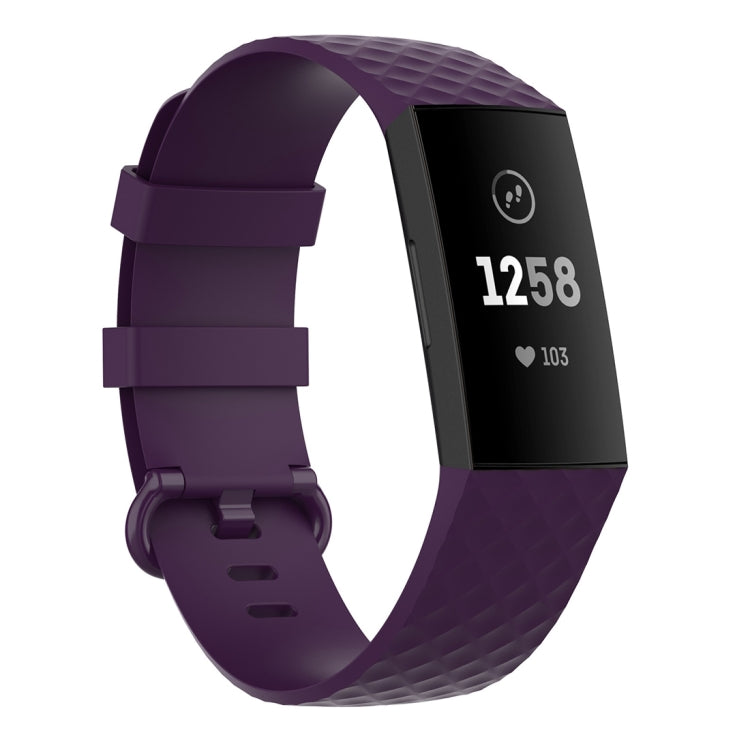 Silver Color Buckle TPU Wrist Strap Watch Band for Fitbit Charge 4 /... (Silver) #2 Size: S Dark Purple