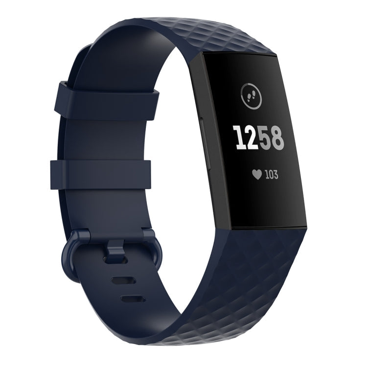 Silver Color Buckle TPU Wrist Strap Watch Band for Fitbit Charge 4 /... (Silver) Size: L Navy Blue