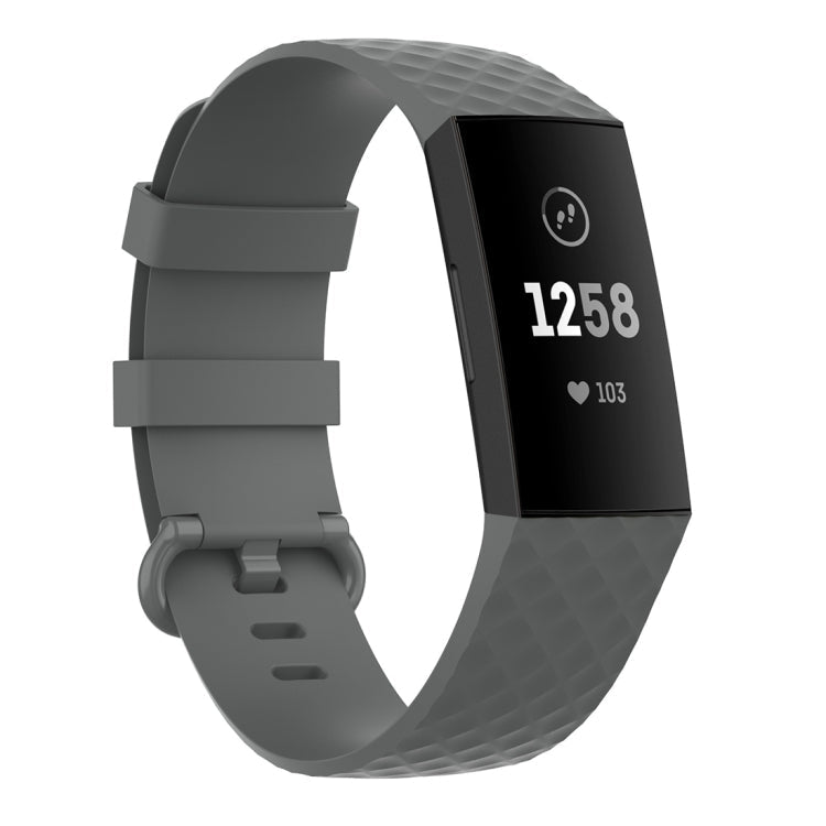 Silver Color Buckle TPU Wrist Strap Watch Band for Fitbit Charge 4 /... (Silver) Size: L Grey