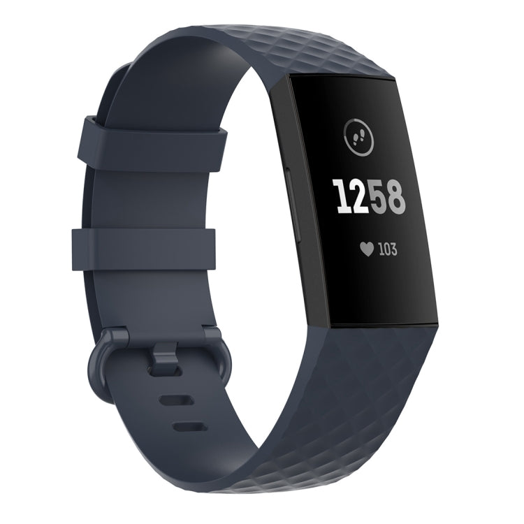 Silver Color Buckle TPU Wrist Strap Watch Band for Fitbit Charge 4 /... (Silver) Size: L Blue Gray