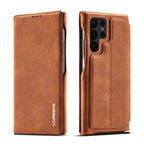 LC.IMEEKE Hon Ancient Series Horizontal Flip Leather Phone Case, For Samsung Galaxy S23 Ultra 5G For Samsung Galaxy S23 Ultra 5G Brown