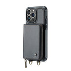 JEEHOOD C22 Series Zipper Wallet Phone Case with Long and Short Lanyard, For iPhone 14, For iPhone 14 Plus, For iPhone 14 Pro, For iPhone 14 Pro Max