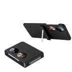 Invisible Bracket Leather Back Cover Phone Case – Leather, TPU, For Huawei P50 Pocket, For Samsung Galaxy Z Flip4, For Samsung Galaxy Z Flip3 5G