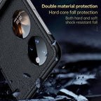 Invisible Bracket Leather Back Cover Phone Case – Leather, TPU, For Huawei P50 Pocket, For Samsung Galaxy Z Flip4, For Samsung Galaxy Z Flip3 5G