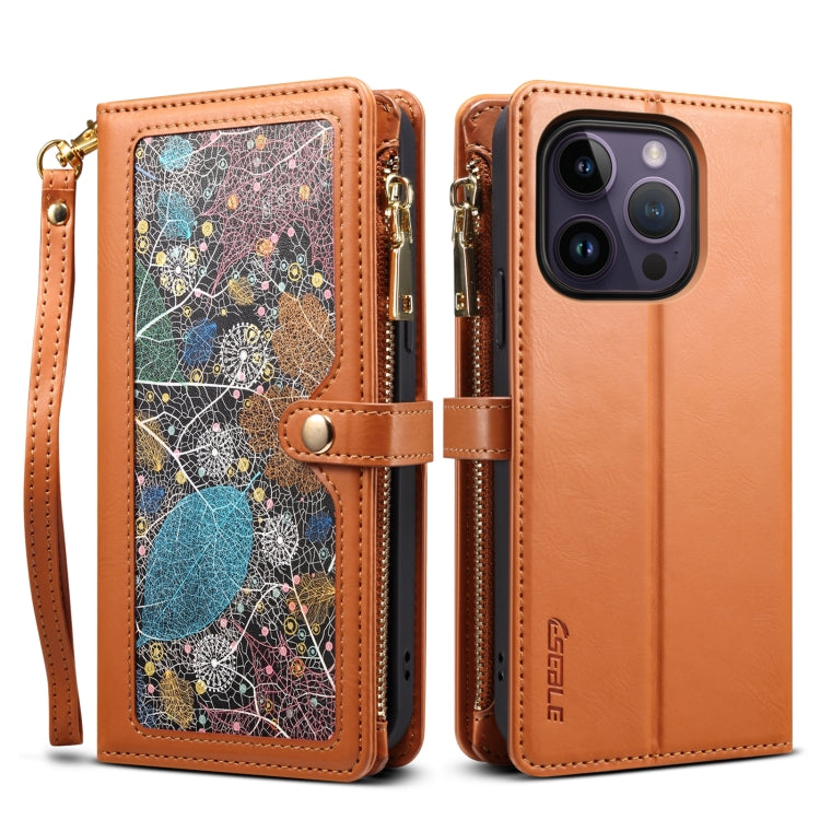 ESEBLE Star Series Lanyard Zipper Wallet RFID Leather Case, For iPhone 14 Pro Max, For iPhone 14 Pro, For iPhone 14, For iPhone 14 Plus, For iPhone 13 Pro Max, For iPhone 13 Pro, For iPhone 13, For iPhone 12 Pro Max For iPhone 14 Pro Max Brown