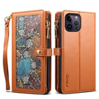 ESEBLE Star Series Lanyard Zipper Wallet RFID Leather Case, For iPhone 12 Pro, For iPhone 12, For iPhone 11 Pro Max, For iPhone 11 Pro, For iPhone 11, For iPhone SE 2022 / SE 2020 / 8 / 7, For iPhone XS Max, For iPhone XS / X For iPhone 12 Pro Brown