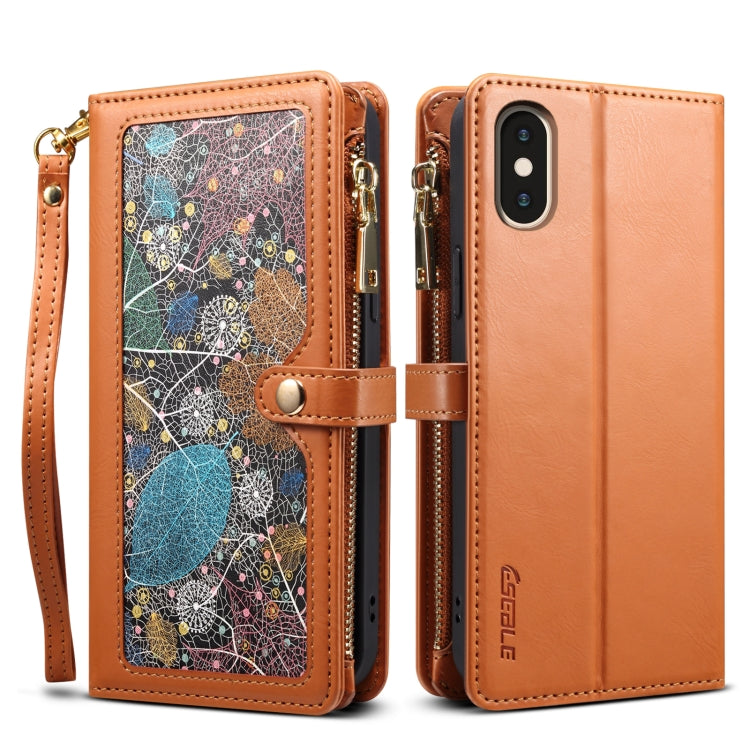ESEBLE Star Series Lanyard Zipper Wallet RFID Leather Case – Wear-resistant, Lanyard, Card Slot, For iPhone 12 Pro, For iPhone 12, For iPhone 11 Pro Max, For iPhone 11 Pro, For iPhone 11, For iPhone SE 2022 / SE 2020 / 8 / 7, For iPhone XS Max For iPhone XS Max Brown