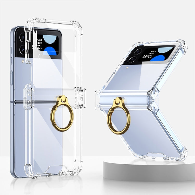 GKK Airbag Hinge Shockproof Phone Case with Ring Holder, For Samsung Galaxy Z Flip4 For Samsung Galaxy Z Flip4 Transparent