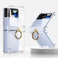 GKK Airbag Hinge Shockproof Phone Case with Ring Holder, For Samsung Galaxy Z Flip4 For Samsung Galaxy Z Flip4 Transparent
