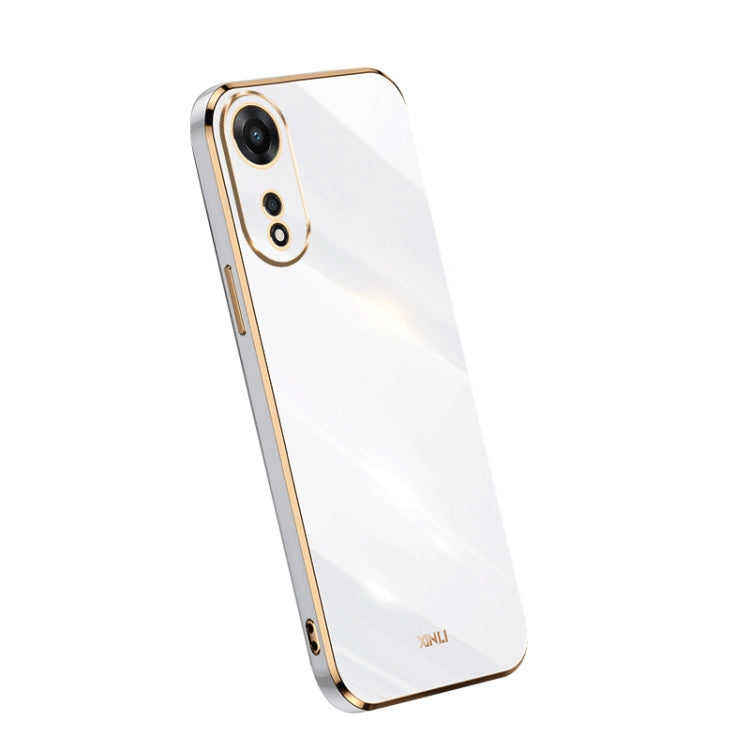 XINLI Straight Edge 6D Electroplate TPU Phone Case – TPU, For OPPO A1 Pro 5G, For Realme 10 4G, For Samsung Galaxy Note10+ For OPPO A1 Pro 5G White