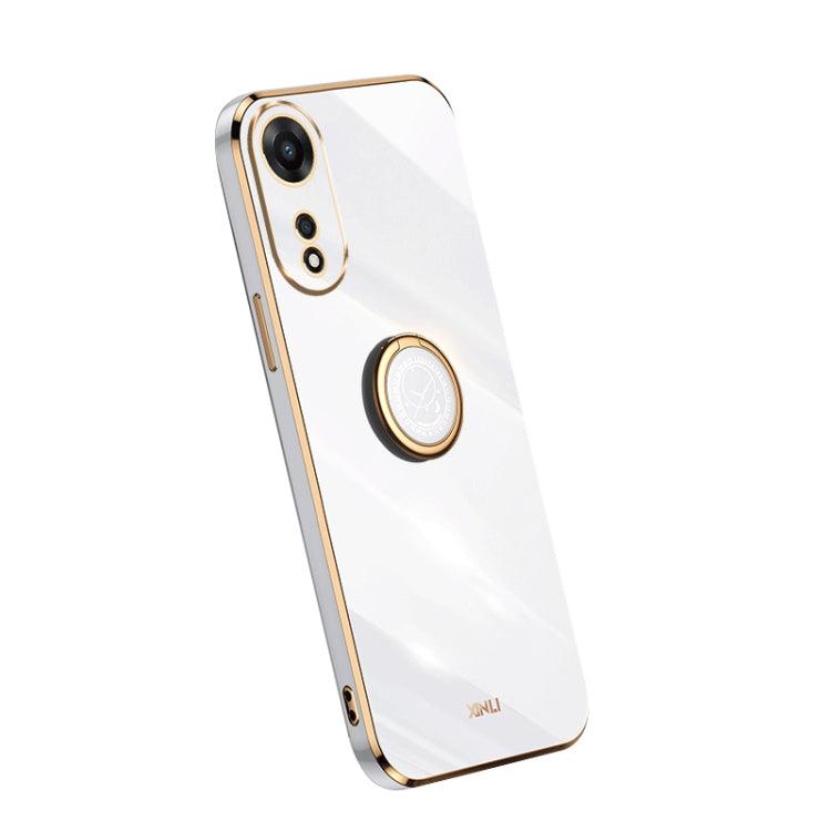XINLI Straight Edge Electroplate TPU Phone Case with Ring – Ring Holder, TPU, For OPPO A1 Pro 5G, For Realme 10 4G, For OPPO Reno9 5G For OPPO A1 Pro 5G White