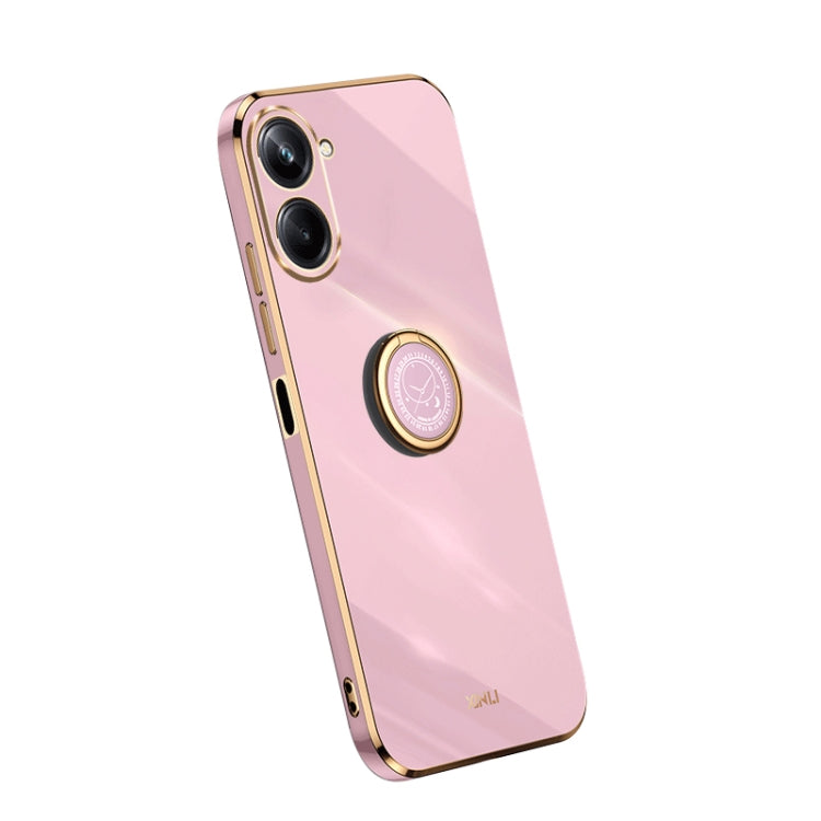 XINLI Straight Edge Electroplate TPU Phone Case with Ring – Ring Holder, TPU, For OPPO A1 Pro 5G, For Realme 10 4G, For OPPO Reno9 5G For Realme 10 4G Cherry Purple
